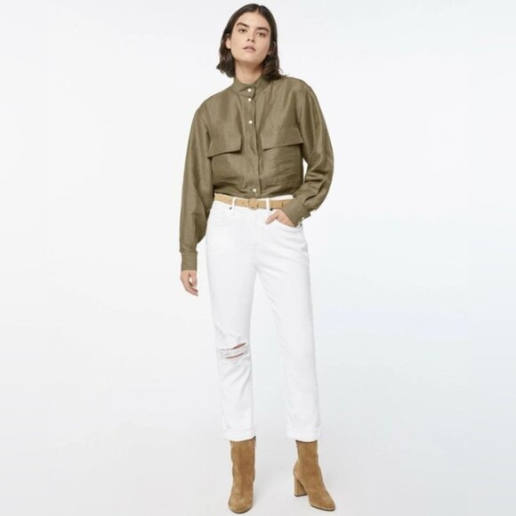 NWT Frame Women’s Le Beau High Rise Boyfriend Distressed Jeans White Size‎ 28 - Picture 2 of 16